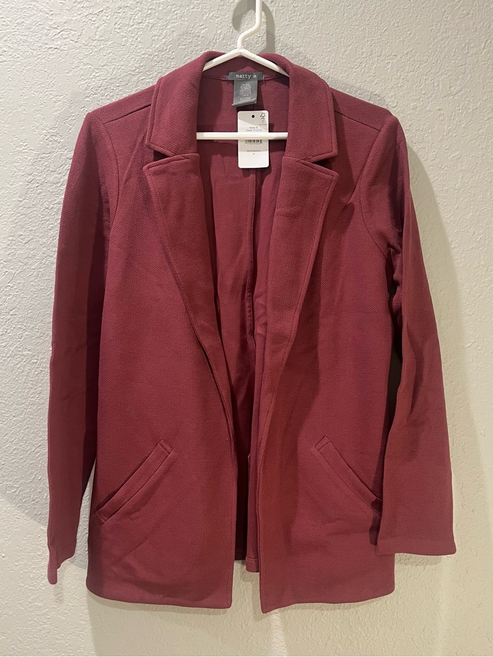 Matty m Wine Open-Front Blazer